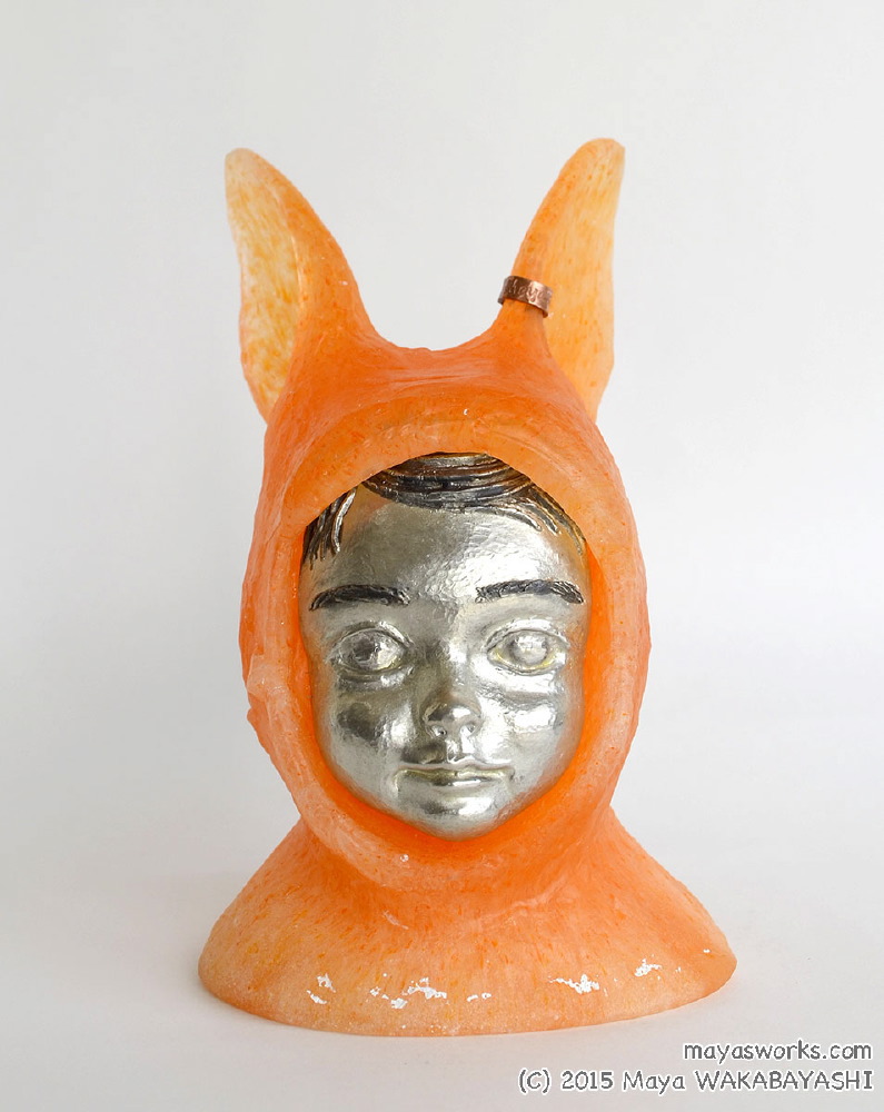  Orange Rabbit 2015 ガラス、錫 glass, tin W110 × D85 × H165 mm Maya’s 鍛金・ガラス造形作家　若林　真耶 Metal & Glass Artist Maya Wakabayashi
