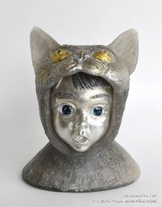 Cat・びっくり Surprised Cat 2015 ガラス、錫 glass, tin W110 × D85 × H135 mm Maya’s 鍛金・ガラス造形作家　若林　真耶 Metal & Glass Artist Maya Wakabayashi