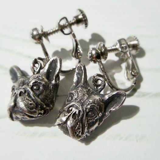 フレンチブルドッグのシルバーピアス ＆ イヤリング