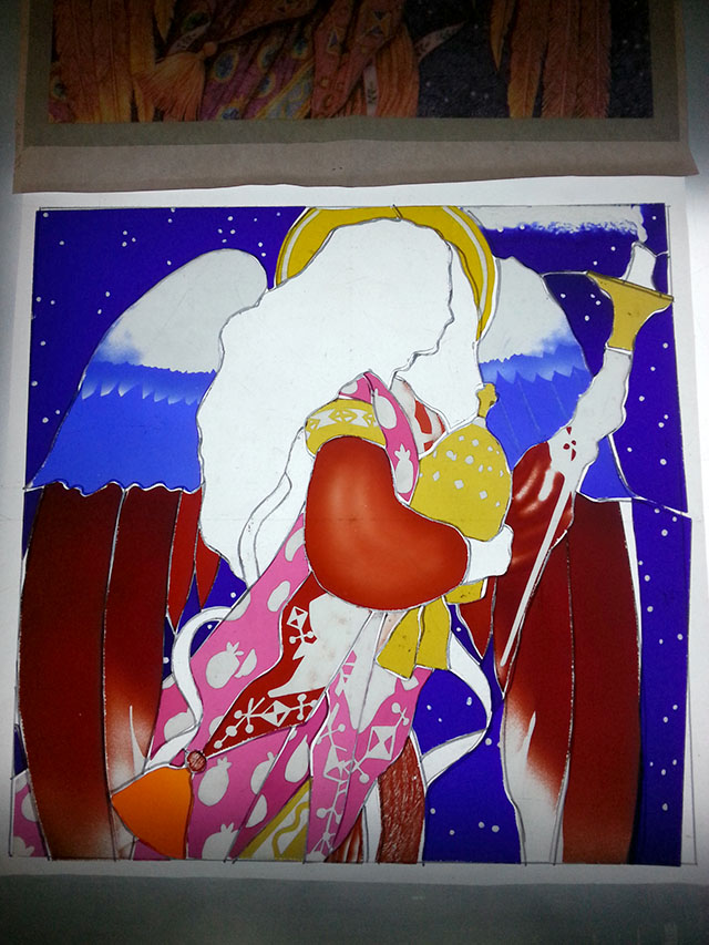 大天使・ハニエル　絵付けのステンドグラス　ワークショップ初日