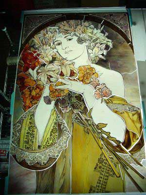 ミュシャ［Fleur,Var］絵付けステンドグラス　制作工程紹介　08