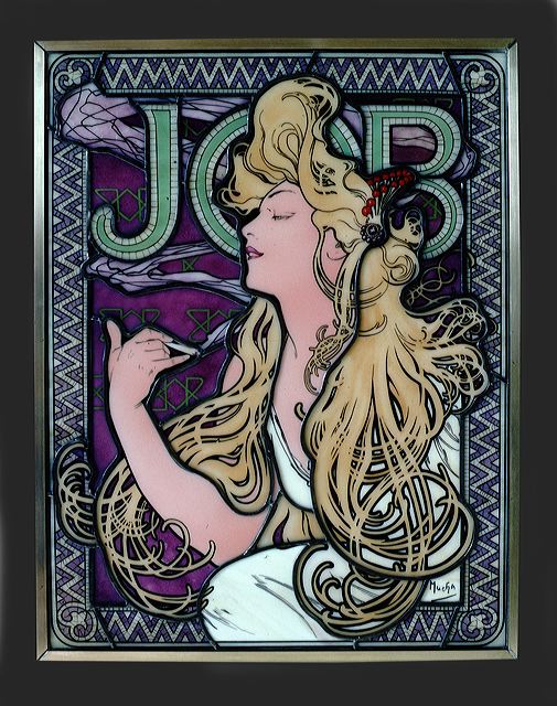 Mucha エナメル絵付けステンドグラス　Job