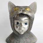 Cat・びっくり Surprised Cat 2015 ガラス、錫 glass, tin W110 × D85 × H135 mm Maya’s 鍛金・ガラス造形作家　若林　真耶 Metal & Glass Artist Maya Wakabayashi