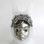 Rabbit・おすまし 2015 ガラス、錫 glass, tin W110 × D85 × H165mm Maya’s 鍛金・ガラス造形作家　若林　真耶 Metal & Glass Artist Maya Wakabayashi