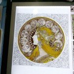 20130824__Mucha_Zodiac_workshop_007　一回目の陰影付けを施した、焼成前のガラス