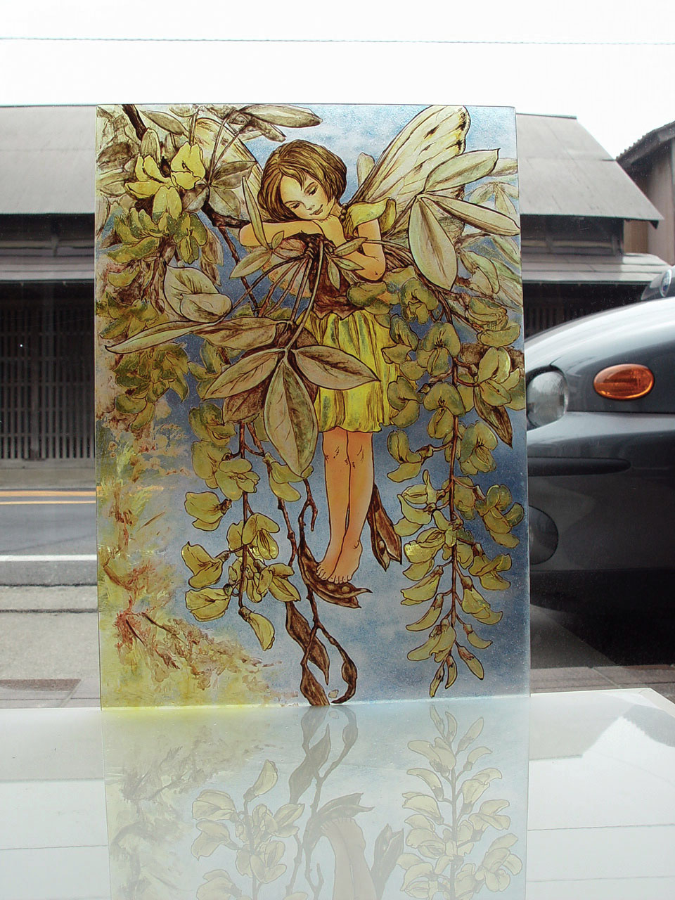 油絵　妖精02 ウェアドリームズゴー（夢が叶う) ヴィンテージフレームS <br>天使